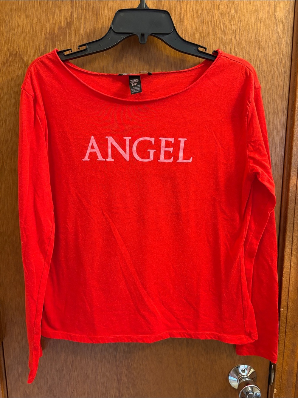 Victoria's Secret Red 'ANGEL' Long Sleeve Tee Y2K